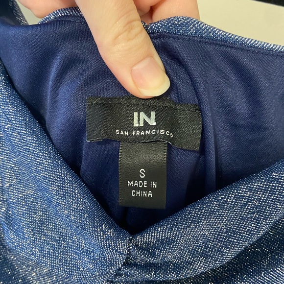 Metallic Blue Ruched Dress - Picture 5 of 5